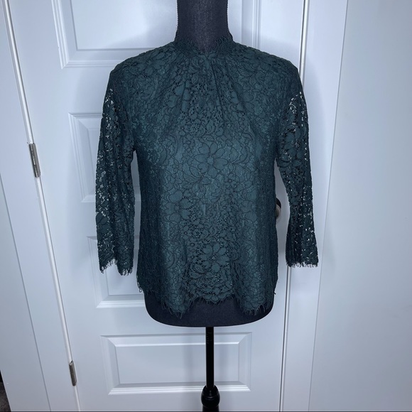 Joie Frayda Lace Button Back Top Blouse in Autumn Garden - Picture 6 of 12